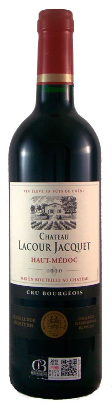 Cru rot Bourgeois Haut-Medoc Jacquet AOC l - Chateau Lacour 0,75 2010