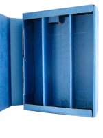 3er Präsentkarton Blau mit Metallic-Schneeflocken mit Strukturprägung / Geschenkverpackung