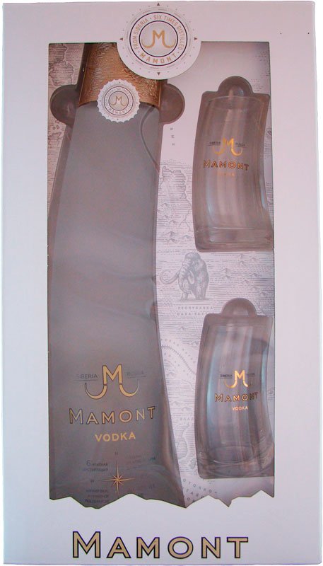 Mamont Vodka 0,70 l 40,0 % vol. in Geschenkverpackung mit 2 Gläsern